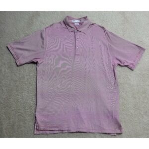 Martin Polo Shirt Mens Size Large Burgundy Strips Short Sleeve 100%‎ Pima Cotton